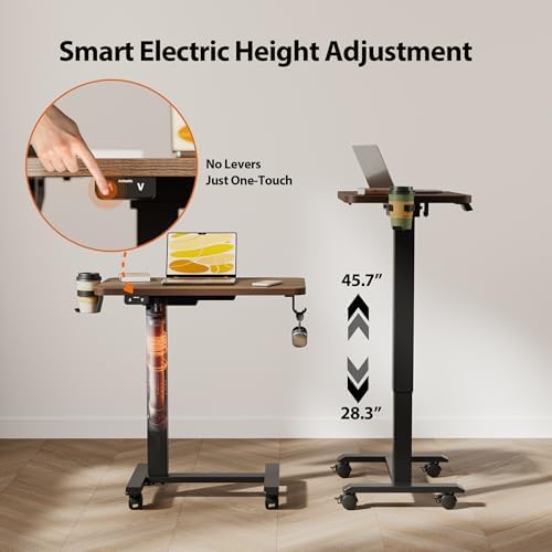 Agilestic 26*16 Inch Height Adjustable Electric Standing Desk, Dark Walnut