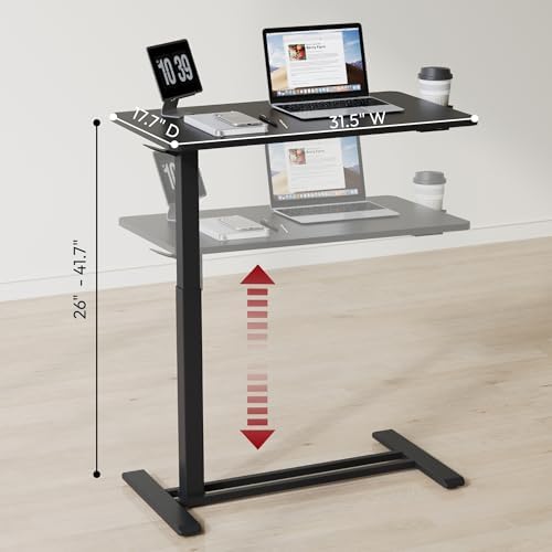 SANODESK 32'' Mobile Standing Desk with Hidden Wheels,Pneumatic Laptop Desk