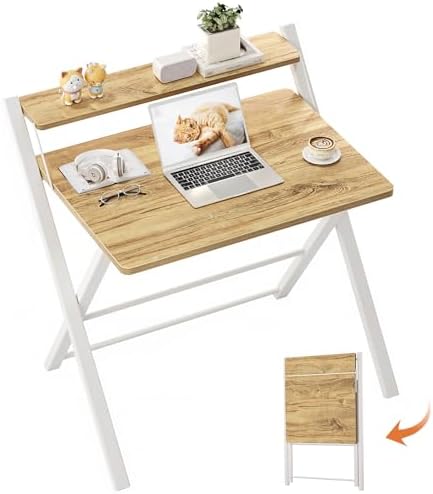 GreenForest Folding Desk No Assembly, Sturdy Computer Desk for Small Spaces