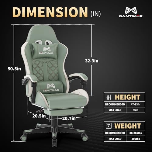 Gamtimer Gaming Chair, 400 LB Weight Capacity,with Pocket Spring Cushion