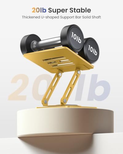 LOXP Adjustable Tablet Stand, 360 Rotating with Heavy-Duty Base - Gold