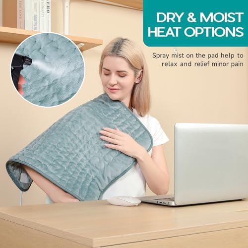 Heating Pad for Period Cramps, Electric Heating Pad for Neck & Shoulders & Back with 6 Heating & 4 Timer Setting, Christmas Gift for Women, Girl, Sister, Her(Gray, 20'' x 24'')