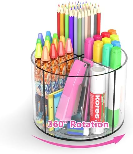 Small Pencil Organizer for Desk Acrylic Art Organizer Clear 4 Compartments