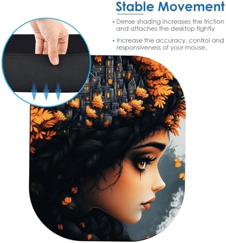 Small Mouse Pad，Mini Mouse Pad 6 x 7 Inch，for Laptop Keyboard Tray Wireless Mouse Home Office Travel，with Non-Slip Rubber Base, Waterproof Mouse Mat，Fantasy Girl with Castle in Hair