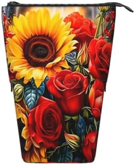 Sunflowers and Roses Flowers Standing Pencil Case