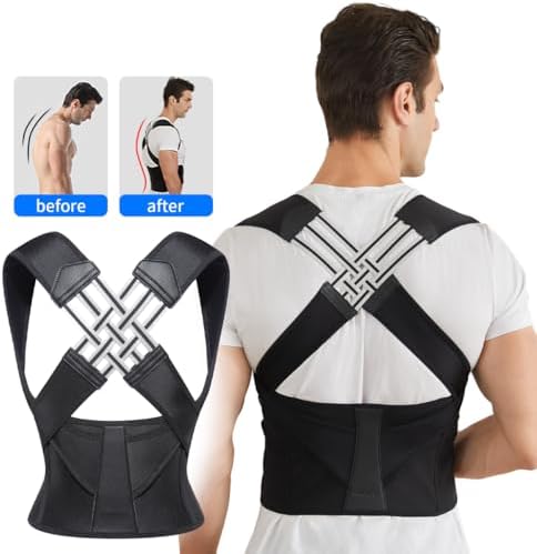 VOKOKOYA Posture Corrector for Women and Men,Adjustable Shoulder Straightener,Back Support Brace,Upper Spine scoliosis, hunchback Black X-Large