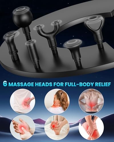 Massage Gun Deep Tissue, Portable Percussion Electric Muscle Massager for Pain Relief, Handheld Massagers with 30 Speeds & 6 Attachments for Back and Neck, Gifts for Men Women