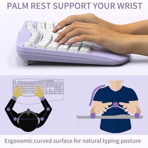 Wireless Keyboard and Mouse Combo,2.4G Ergonomic Wave Keys(Purple)