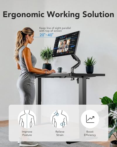 HUANUO 59 x 30 Inch 3-Stage Electric Standing Desk, Brushless Motor, Black