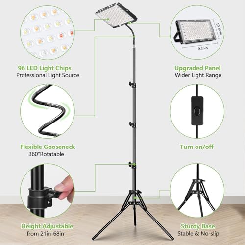 LBW Grow Lights for Indoor Plants, Full Spectrum 96 LEDs Plant Grow Light