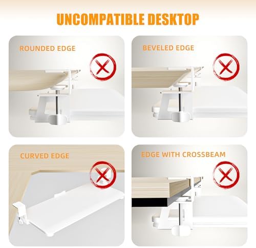 Under Desk Keyboard Tray, Pull-Out Drawer&Holder with C-Clamp 25.6"x11.8"