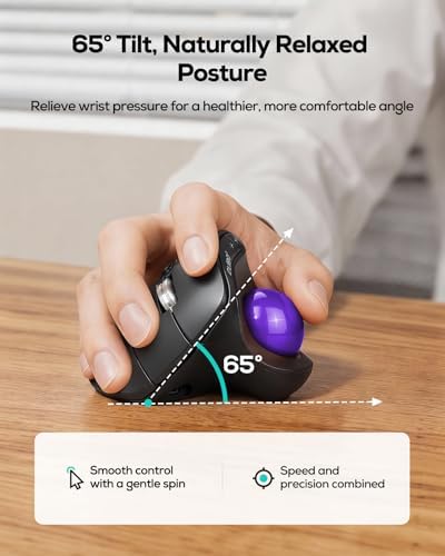 Nulea Wireless Ergonomic Vertical Trackball Mouse Thumb Control