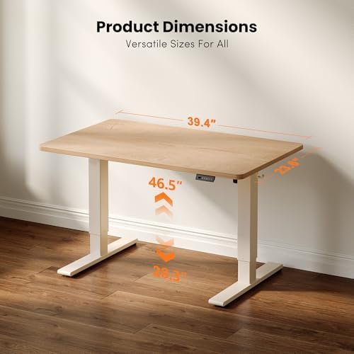 CubiCubi 40 x 24 Electric One-Piece Standing Desk, Maple