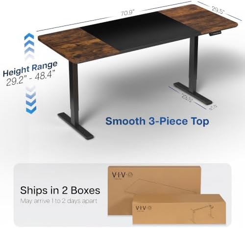 VIVO Black/Vintage Brown 71 x 30 in Standing Desk, DESK-KIT-1B7BN