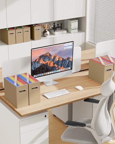 Oterri Portable Collapsible Cardboard File Box with Handle for Letter-Size