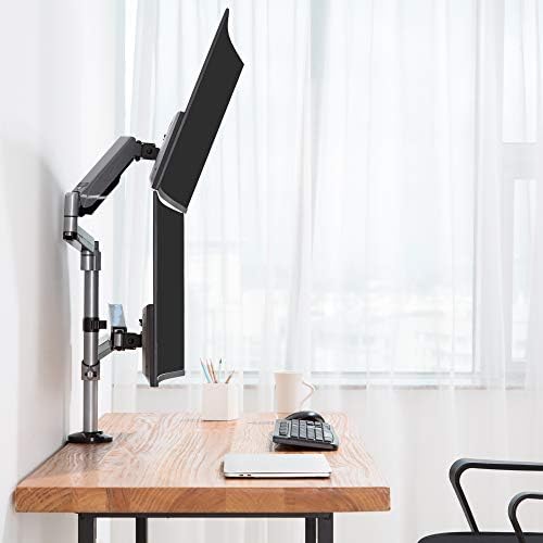 AVLT Dual Stacked Monitor Arm Desk Mount for 17-32", Extra Tall - Silver