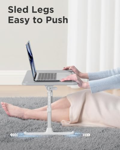 SAIJI Non-Slip Leather Lap Desk Laptop Bed Tray Table, Laptop Stand for Bed
