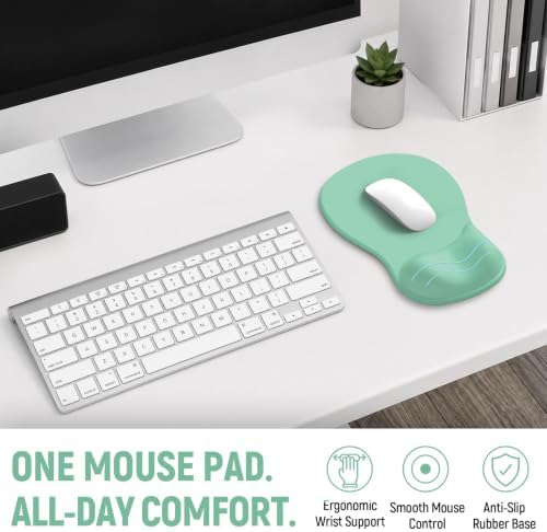 Ergonomic Mouse Pad with Wrist Rest, Gel Wrist Support, Aquamarine