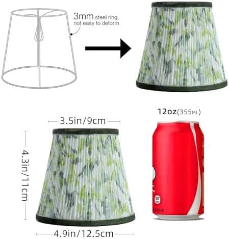 Fuloon Chandelier Lamp Shades, Clip on Small Sconce Lamp Shades, Suit for Candelabra Bulbs in Modern/European/French Country/Farmhouse Decoration, 3.5x4.3x4.9 in(6 Pack, Chiffon Green Painted)