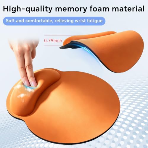 Ergonomic Mouse Pad with Wrist Rest, Lycra Surface, Orange
