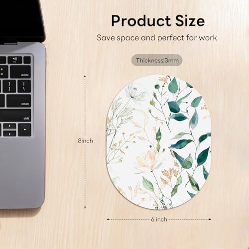 Oval Mouse Pad 6x8in Non-Slip for Laptop,Leaves