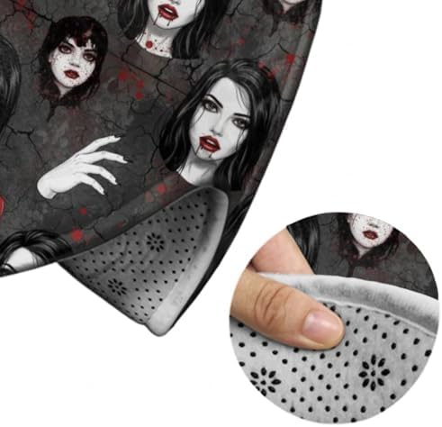Circular Rugs Large Modern Round Area Rug Fashion Decor Mat for Home Office Dark Fantasy Gothic Women Vampires Blood Face, 24inch