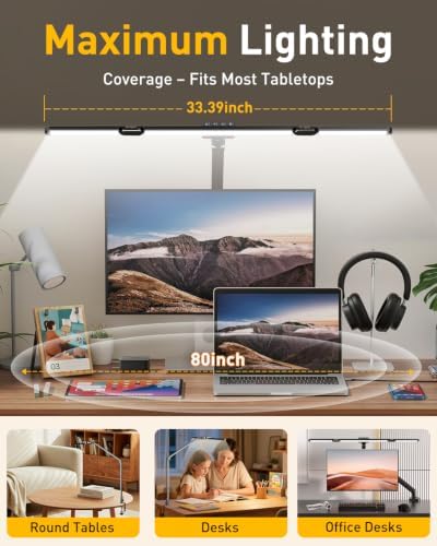 GUARDKING Adjustable LED Desk Lamp for Home Office with Clamp& Dual Control