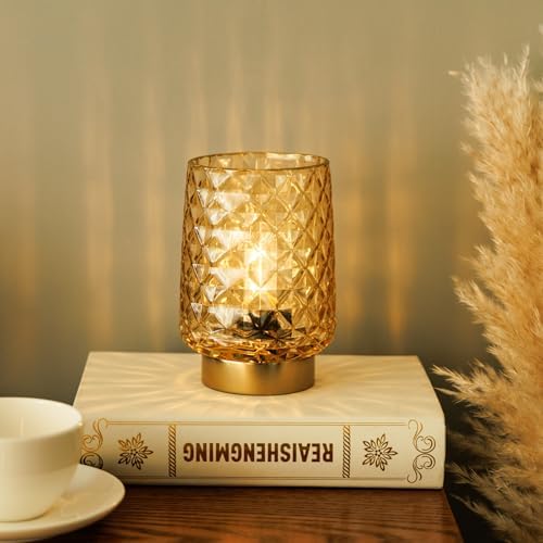 MJ PREMIER Battery Operated Lamp Small Cordless Lamp with Timer Amber
