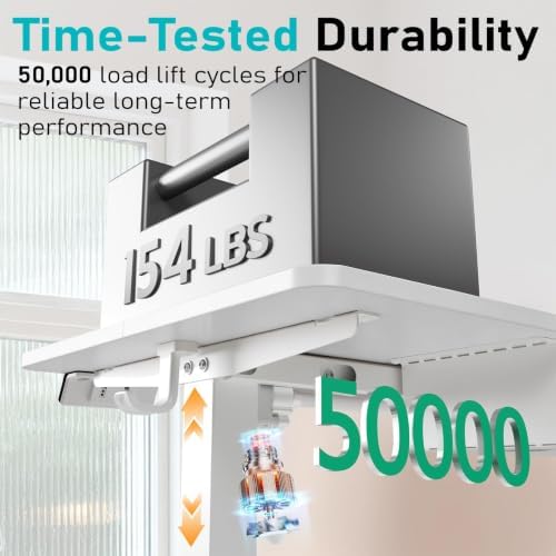 Electric Standing Desk, 40" x 24" Small Sit Stand Desk, White