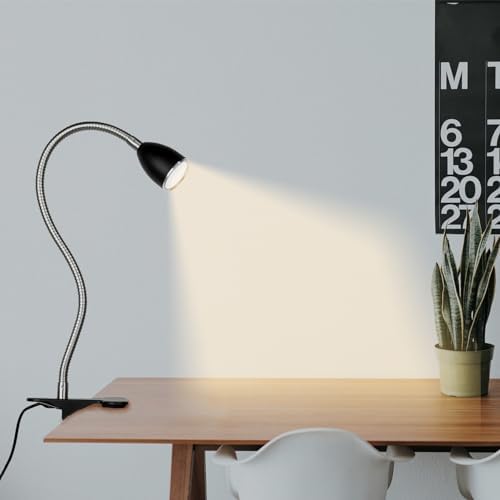 LALISU Desk lamp Eye-Caring Table Lamps, 360°Rotation LED Desk Clip Lamp