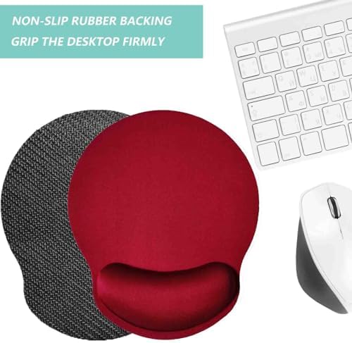 Mouse Pad with Wrist Support, Ergonomic Mouse Pad with Memory Foam Wrist Rest Cushion, Non-Slip Rubber Base Gaming Mice Pad for Home Office Computer Laptop, Red