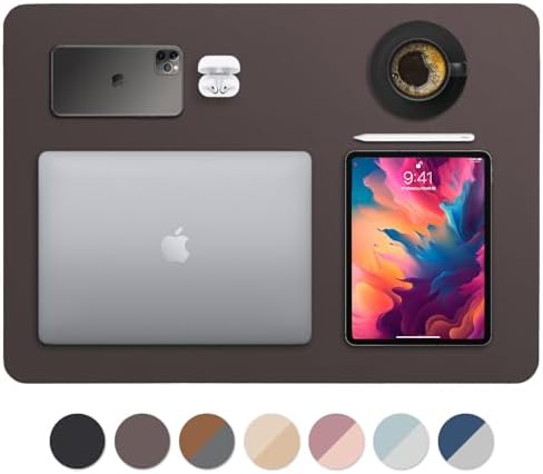 Vine Creations Leather Desk Mat 24" x 17", Desk Protector Mat, PU Leather Desk Pad, Small Desk Pad Mat, Desk Blotter, Desk Pads on Top of Desks, Desk Mat for Home or Office (Dark Brown)