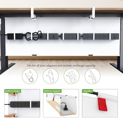 KEEGH Extra Large No Drill Under Desk Cable Management Tray 48 in, White