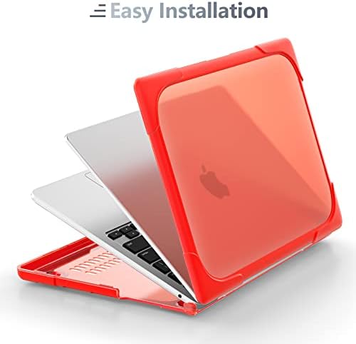 Batianda Foldable Stand Heavy Duty Case for MacBook Air 13.6 inch, Red