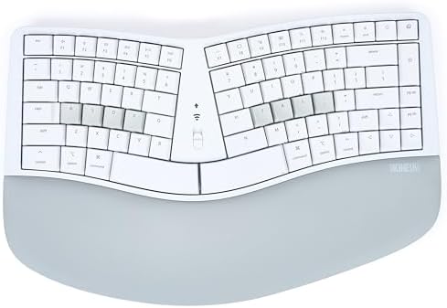 KINESIS mWave Quiet Ergonomic Keyboard for Mac (White) | Quiet Mechanical Switches | Bluetooth & USB | Programmable | Backlit | macOS Modifiers & Hotkeys