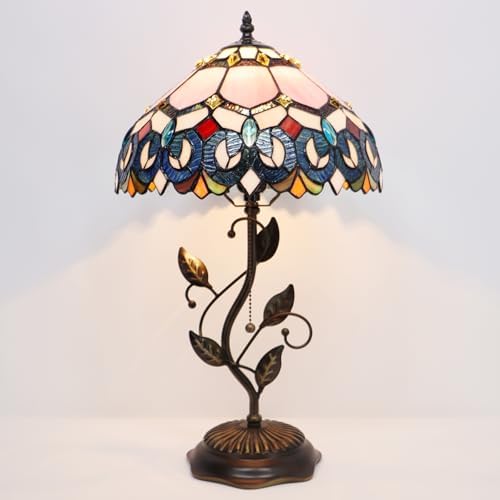 Tiffany Table Lamp Stained Glass Bedside Reading Light W12H19 inch