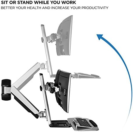 Mount-It! Wall Mounted Sit-Stand Dual Monitor Workstation, Gas Spring Arm
