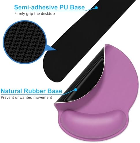 Dapesuom Keyboard Wrist Rest and Mouse Pad with Wrist Support, Cute Memory Foam Cushion for Keyboard and Mouse Set, Desktop Pad Rests with Non Slip Base for Easy Typing & Pain Relief, Radiant Orchid