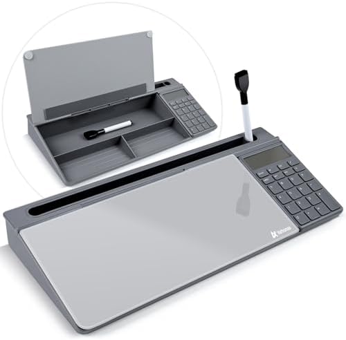 Varhomax Glass Desk Whiteboard Gray with Calculator