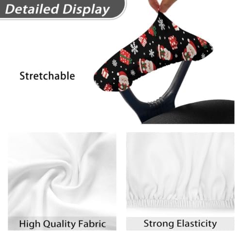 Santa Claus Print Office Chair Arm Rest Cover Set of 2 Santa Claus Snowflake Printed A Gaming Chair Armrest Covers with Elastic Edge, Dust-Proof Washable Christmas Decorative Accessories