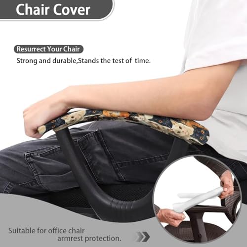 Cute Cartoon Cats Printed Office Chair Arms Protector Kitten Printed Office Seat Hand Rest Protector with Elastic Edge, Stretchable Skin Friendly Computer Chair Desk Chair Arms Covers