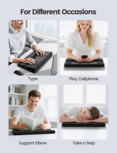 Vaydeer Wrist Rest with Keyboard Stand, Computer Wrist Support Pad, Ergonomic Keyboard Riser Holder Lift Tray with Wrist Pad, Soft Memory Foam Desk Cushion, Palm Hand Typing for Office Home Gift-Black
