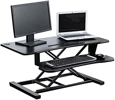 Legend Vansen 32 Inch Adjustable Height Standing Desk Converter Wide Laptop Riser or Dual Monitor Workstation, Black