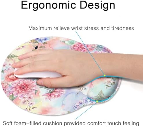 Britimes Ergonomic Mouse Pad with Wrist Support, Floral Pink