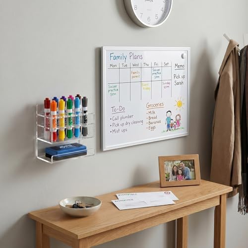 MyGift Dry Erase Marker Holder Wall Mount Clear Acrylic 10 Slot Organizer
