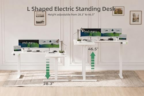 Claiks 59''*51.2'' L Shaped Standing Desk Adjustable Height, White