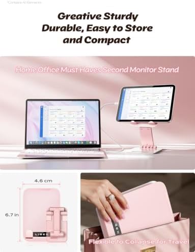 LISEN for iPad Stand Adjustable Tablet Holder Desk, iPad Accessories Pink