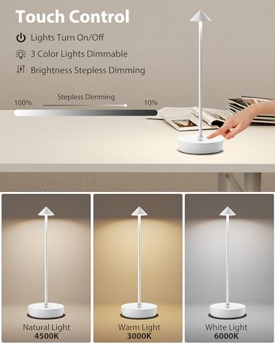 LED Cordless Table Lights Rechargeable 6000mAh Battery Outdoor Desk Lamp
