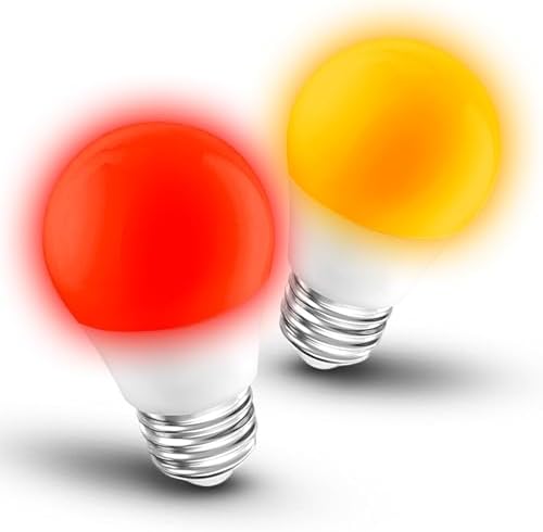 Amber Light Bulb 1800k and 625nm Red Light Bulbs, 1pcs amber+1pcs Red, 3W