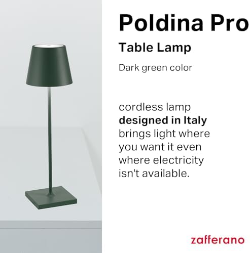 Zafferano, Poldina Pro, Rechargeable Cordless Lamp, Dark Green